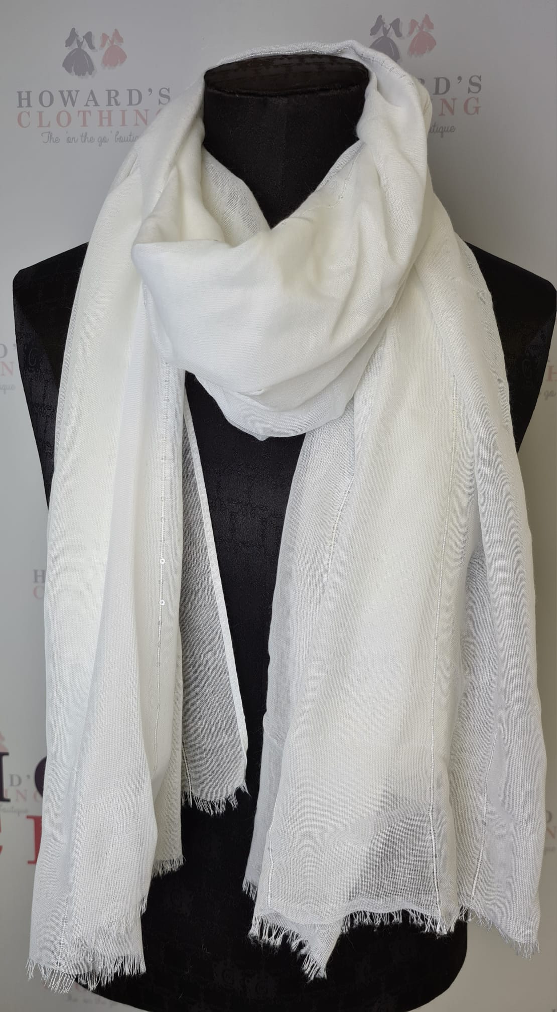 White sales sequin scarf